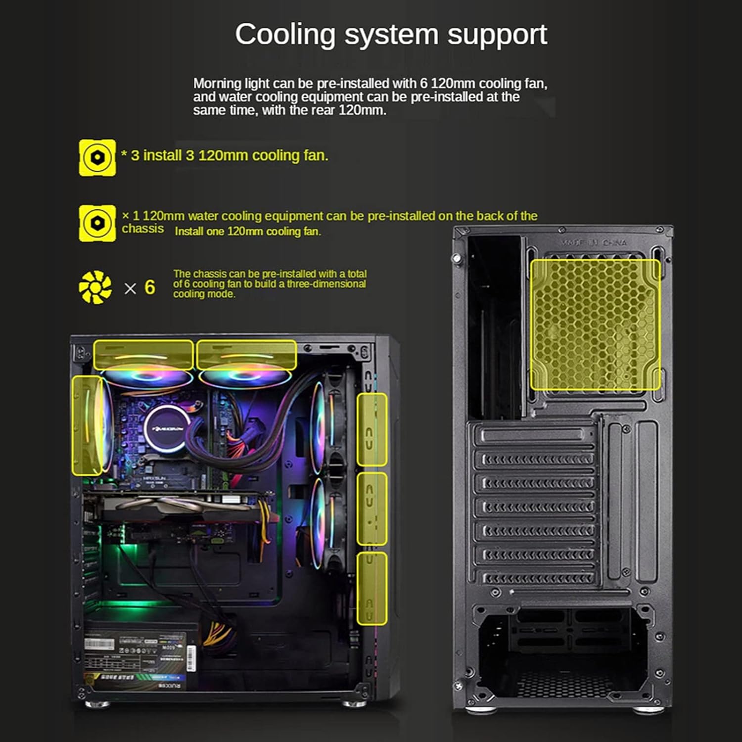 EVESKY ATX/M-ATX/ITX Gaming PC Desktop Computer Case White with Side Tempered Glass Panels with 5 Fan Support EVESKY ATX/M-ATX/ITX Gaming PC Desktop Computer Case White with Side Tempered Glass Panels with 5 Fan Support